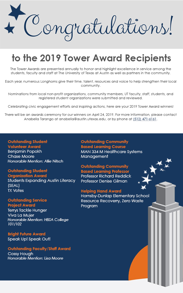 2019 Tower Award winners list