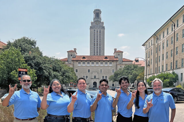 Staff with UT Tower in background