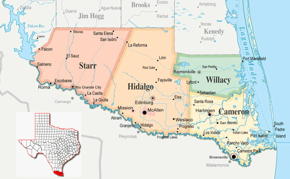 Map of the Rio Grande Valley counties