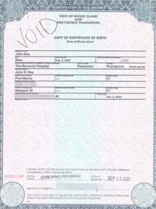 USCIS RI Birth Certificate