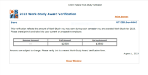 CASH Work-study verification sample