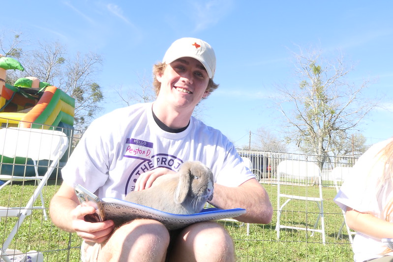 student with bunny 
